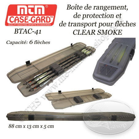 MTM Case-Gard BTAC-41 Boîte à flèches TRAVELER CLEAR SMOKE pour le transport et le rangement de 6 flèches