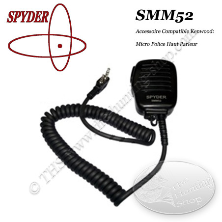 SPYDER SMM52K Micro Police déporté avec Haut Parleur compatible pour radios talkie walkie de chasse à connectique KENWOOD