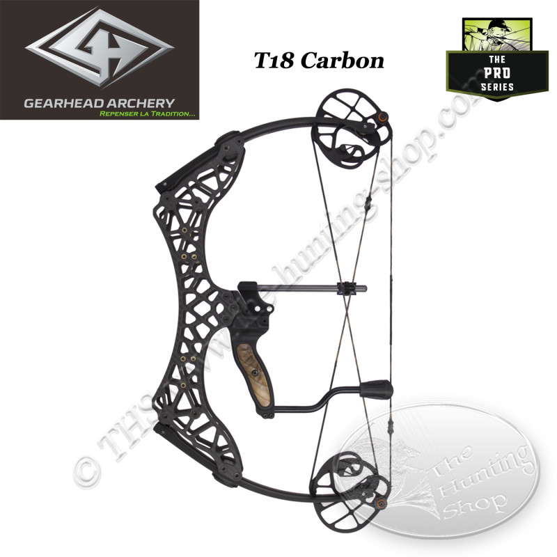 GEARHEAD ARCHERY T18 CARBON Ultra compact and lightweight compound bow with 18 inches between centers in carbon