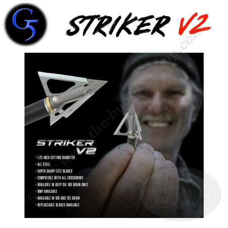 G5 Striker V2 Pointe de chasse à lames fixes trilame 1,25 pouce de diamètre de coupe