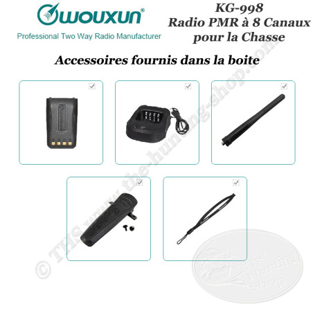 Accessoires fournis avec la radio chasse WOUXUN KG-998