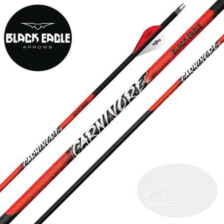 BLACK EAGLE ARROWS Carnivore 6 Flèches de chasse et tir 3D en carbone empennées avec des vanes Blazer 2 pouces