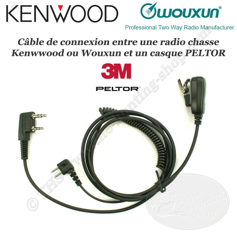 KENWOOD - WOUXUN cordon radio avec micro pour casque antibruit PELTOR