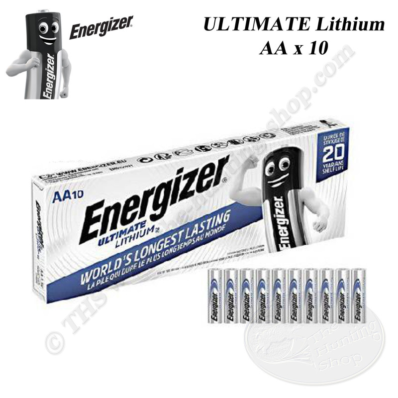 ENERGIZER Ultimate Lithium Box of 10 AA long-life disposable batteries