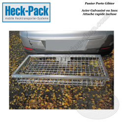 HECK-PACK Game basket with quick coupler for trailer hitch