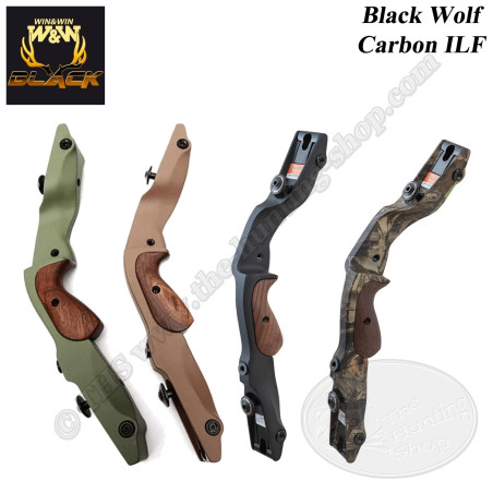 WIN&WIN BLACK poignées BLACK WOLF en carbone pour arc de chasse traditionnel recurve au standart ILF
