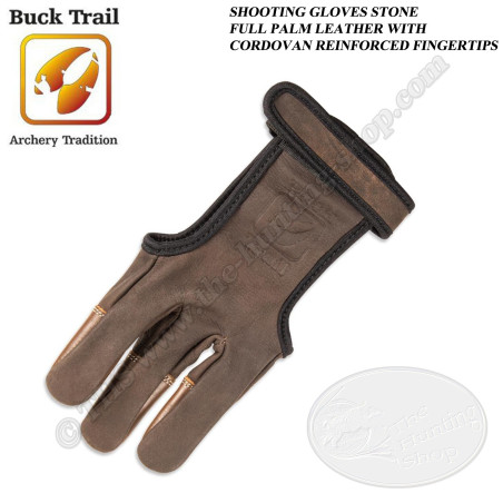 BUCK TRAIL Traditioneller Schießhandschuh STONE aus Leder mit verstärkten Fingerspitzen aus Cordovan