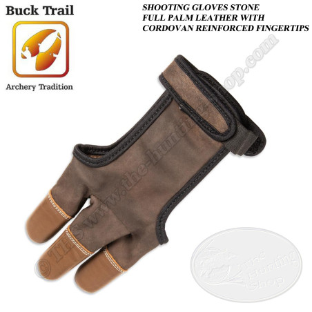 BUCK TRAIL Gant de tir traditionnel STONE en cuir avec bouts des doigts renforcés en cordovan