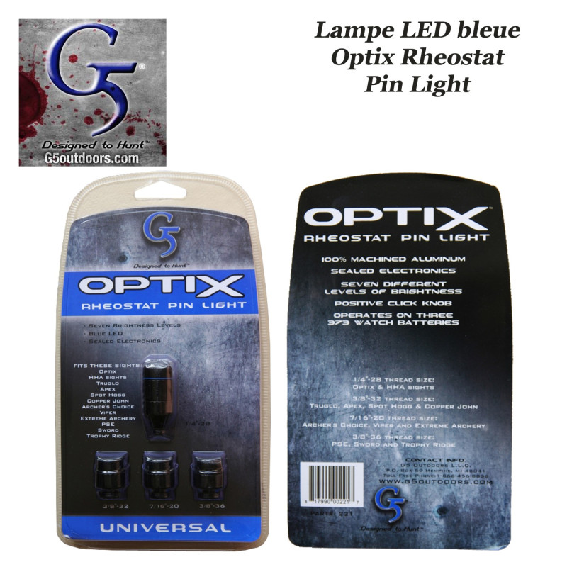 G5 Lampe LED à lumière bleue avec rhéostat et adaptateurs multiples