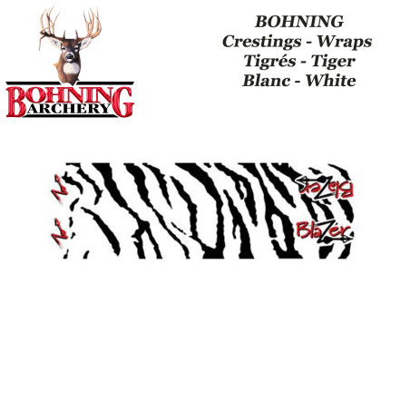 BOHNING Blazer Tiger Arrow Wraps 4  ou 7 pouces autocollants tigrés de type cresting pour flèches BLANC - WHITE