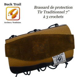 BUCK TRAIL Brassard de protection, protège-bras en cuir 7'' à 3 crochets