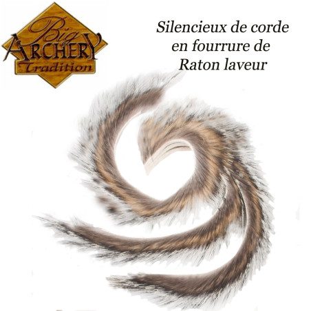 BIG ARCHERY TRADITION Silencieux de corde en fourrure de Raton laveur