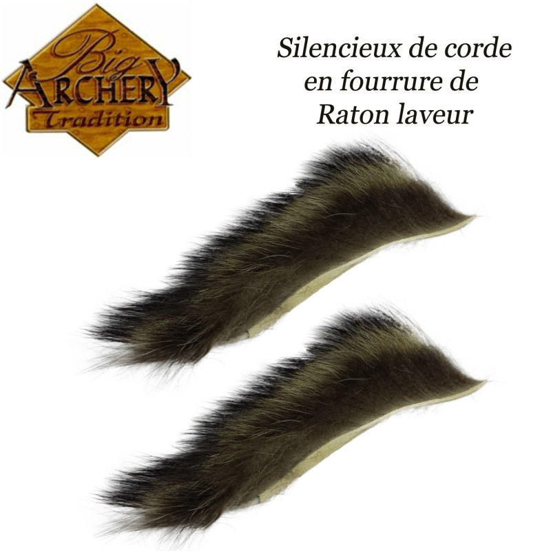 BIG ARCHERY TRADITION Silencieux de corde en fourrure de Raton laveur