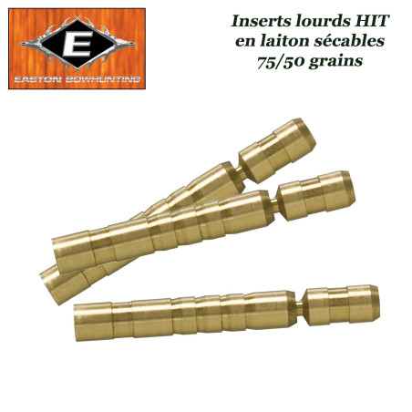 EASTON Inserts HIT lourds en laiton sécables 75-50 grains pour tubes et flèches  Axis