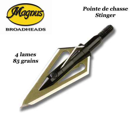 MAGNUS Stinger Pointes de chasse bilames fixes plus bleeder à 4 tranchants 85, 100, 125 & 150 grains