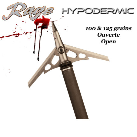 RAGE Hypodermic Pointe de chasse mécanique bilame en acier inox 100 & 125 grains