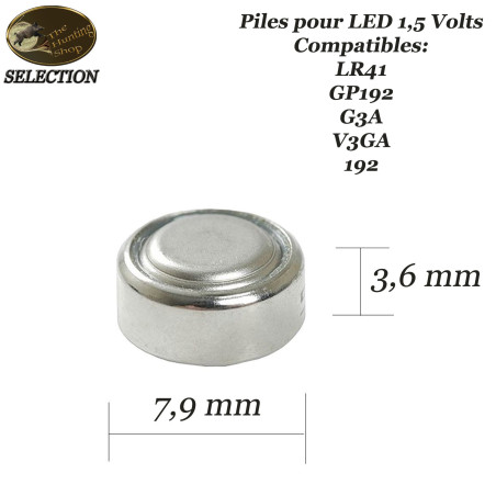THS SELECTION Piles alcalines pour LED de viseur d'arc LR41 1.5 volts