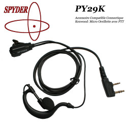 SPYDER Micro Oreillette compatible pour radios talkie walkie de chasse à connectique KENWOOD